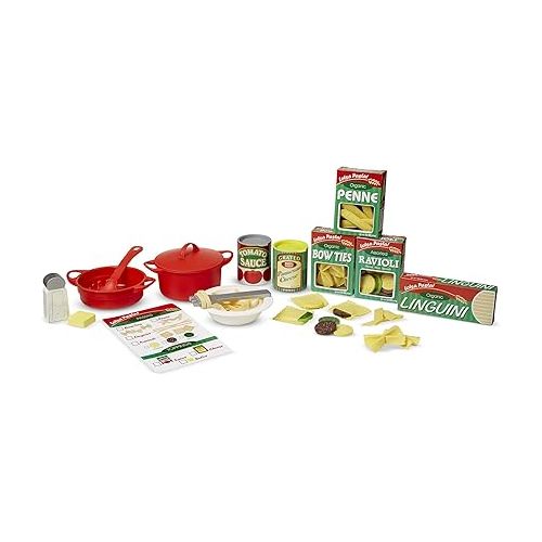  Melissa & Doug Prepare & Serve P?a?s?t?a?: Play Food Set Bundle with 1 Theme Compatible M&D Scratch Fun Mini-Pad (09361)