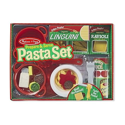  Melissa & Doug Prepare & Serve P?a?s?t?a?: Play Food Set Bundle with 1 Theme Compatible M&D Scratch Fun Mini-Pad (09361)