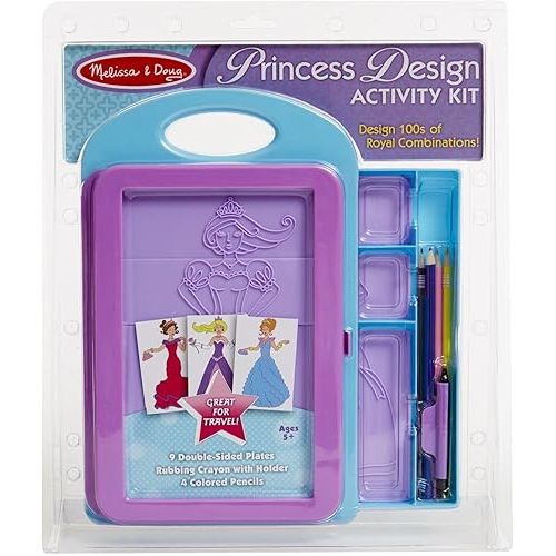  Melissa & Doug Princess Design Activity Kit w/ 9 Double Sided Textured Fashion Plates + Free Scratch Art Mini-Pad Bundle [49092]