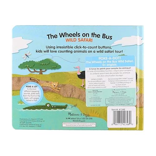  Melissa & Doug Children's Book - Poke-A-Dot: The Wheels on The Bus Wild Safari (Board Book with Buttons to Pop)