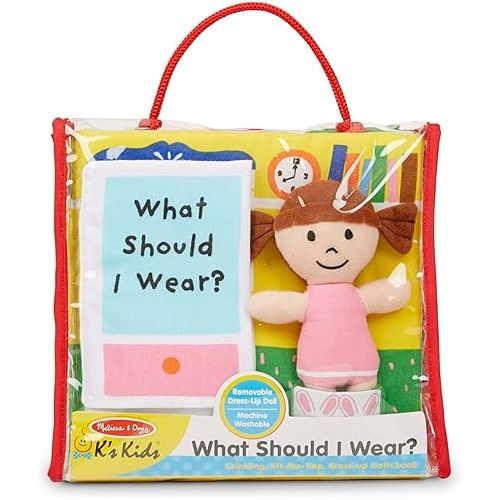  Melissa & Doug Soft Activity Baby Book - What Should I Wear? - Sensory Travel Toys, Dress Up Doll For Babies And Toddlers