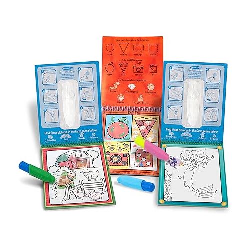  Melissa & Doug On the Go Water Wow! Reusable Water-Reveal Activity Pads, 3-pk, Colors and Shapes, Fairy Tales, Animals - Travel Toys, Stocking Stuffers, Mess Free Coloring For Kids Ages 3+