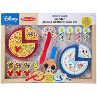 Melissa & Doug Mickey Mouse Wooden Pizza and Birthday Cake Set (32 pcs) - Play Food