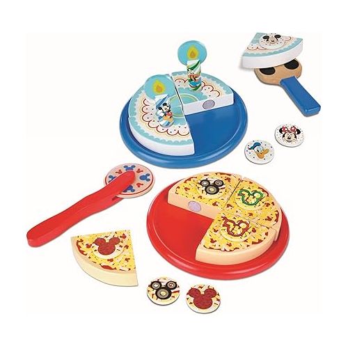 Melissa & Doug Mickey Mouse Wooden Pizza and Birthday Cake Set (32 pcs) - Play Food