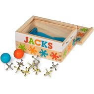 Melissa & Doug Jacks Game with 10 Playing Pieces and 2 Balls in Wooden Storage Box