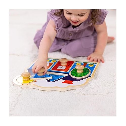  Melissa & Doug Wooden Jumbo Knob Puzzle 2-Pack for Baby and Toddler Boys and Girls - Large Farm, First Shapes