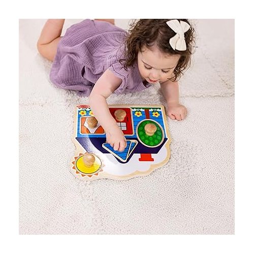  Melissa & Doug Wooden Jumbo Knob Puzzle 2-Pack for Baby and Toddler Boys and Girls - Large Farm, First Shapes