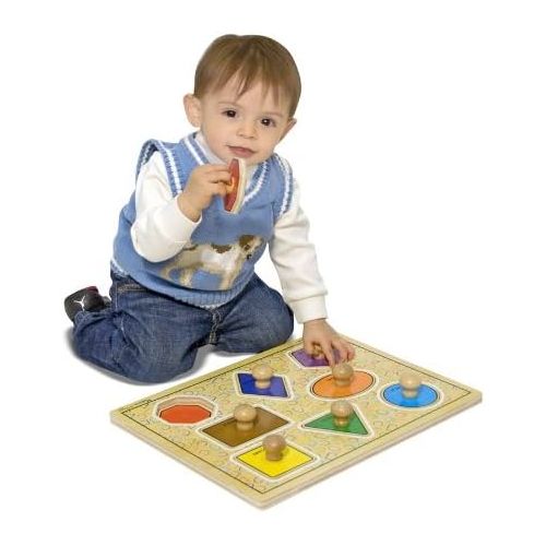  Melissa & Doug Geometric Shapes Lg Peg Puzzle Puzzles Wooden Toy 3+ Gift for Boy or Girl