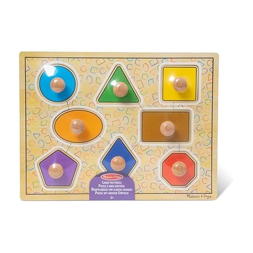  Melissa & Doug Geometric Shapes Lg Peg Puzzle Puzzles Wooden Toy 3+ Gift for Boy or Girl