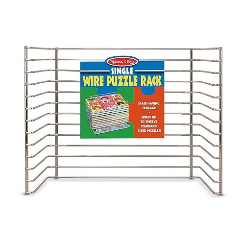  Melissa & Doug Puzzle Storage Rack - Wire Rack Holds 12 Puzzles - Puzzle Rack Organizer, Puzzle Holder Rack For Kids