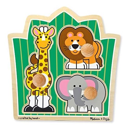  [아마존베스트]Melissa & Doug Jungle Friends Safari Animals Jumbo Knob Wooden Puzzle