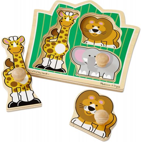  [아마존베스트]Melissa & Doug Jungle Friends Safari Animals Jumbo Knob Wooden Puzzle