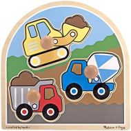 [아마존베스트]Melissa & Doug Construction Site Vehicles Jumbo Knob Wooden Puzzle