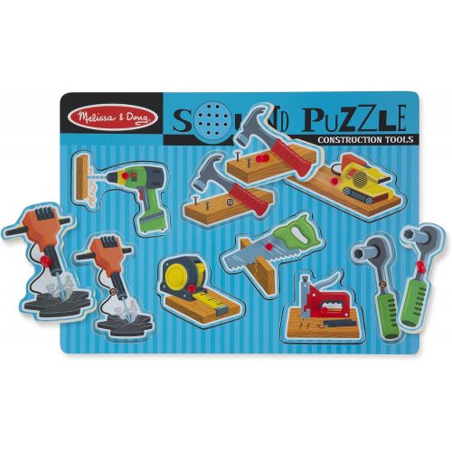  [아마존베스트]Melissa & Doug Construction Tools Sound Puzzle - Wooden Peg Puzzle (8 pcs)