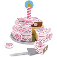 [아마존베스트]Melissa & Doug Triple-Layer Party Cake, Wooden Play Food, Tiered Wooden Cake, Self-Sticking Tabs, Sturdy Construction, 13.5” H x 10.5” W x 2.7” L