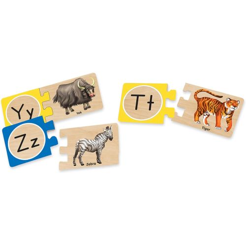  [아마존베스트]Melissa & Doug Self-Correcting Alphabet Letter Puzzles, Developmental Toys, Wooden Storage Box, Detailed Pictures, 52 Pieces, 3″ H × 13.75″ W × 5.75″ L