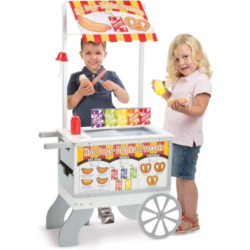  [아마존베스트]Melissa & Doug Wooden Snacks & Sweets Food Cart (Play Sets & Kitchens, Reversible Awning, 40+ Play Food Pieces, 49 H x 25.5 W x 13.5 L)