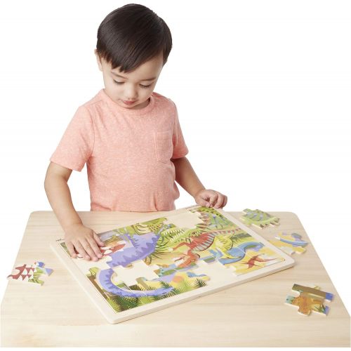  Melissa & Doug 24 Piece Wooden Jigsaw Puzzle Dinosaur, Safari & Ocean Puzzle (3 Pack)