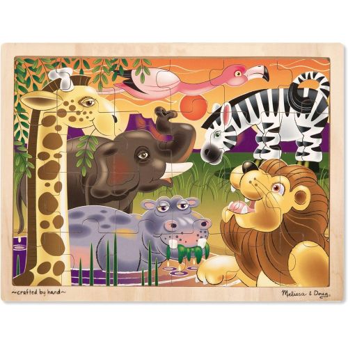  Melissa & Doug 24 Piece Wooden Jigsaw Puzzle Dinosaur, Safari & Ocean Puzzle (3 Pack)