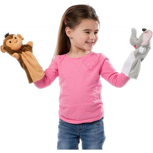  Melissa & Doug Safari Buddies Hand Puppets Puppet Set (6 Hand Puppets) Great Gift for Girls and Boys - Best for 2, 3, 4, 5 and 6 Year Olds
