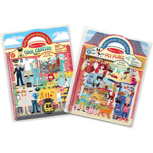  Melissa & Doug Puffy Sticker Activity Books Set: Cool Careers and Pet Place
