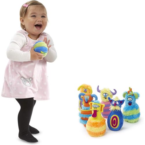  Melissa & Doug Monster Bowling Game (Plush 6-Pin Bowling Game with Carrying Case, Weighted Bottoms, 7 Pieces, 9” H x 8.5” W x 7” L, Great Gift for Girls and Boys - Best for 2, 3, a