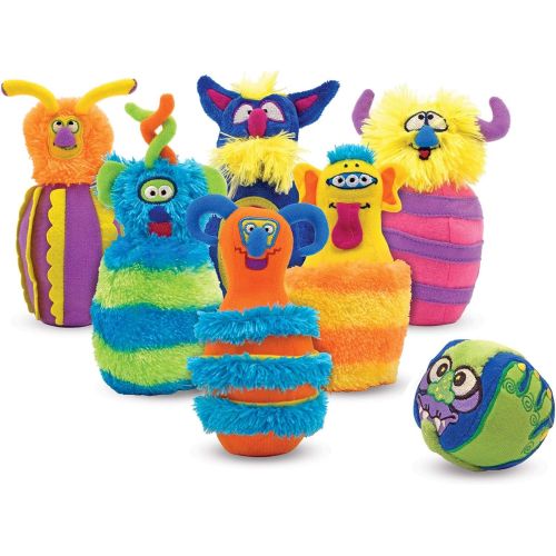  Melissa & Doug Monster Bowling Game (Plush 6-Pin Bowling Game with Carrying Case, Weighted Bottoms, 7 Pieces, 9” H x 8.5” W x 7” L, Great Gift for Girls and Boys - Best for 2, 3, a