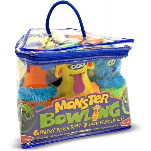 Melissa & Doug Monster Bowling Game (Plush 6-Pin Bowling Game with Carrying Case, Weighted Bottoms, 7 Pieces, 9” H x 8.5” W x 7” L, Great Gift for Girls and Boys - Best for 2, 3, a