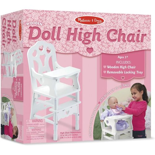  Melissa & Doug 9382 White Wooden 20-Inches Tall Doll High Chair