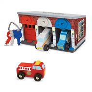 Melissa & Doug Keys & Cars Wooden Rescue Vehicle & Garage Toy (Emergency Vehicles, Color-Coded Keys, Great Gift for Girls and Boys - Best for 3, 4, 5 Year Olds and Up)