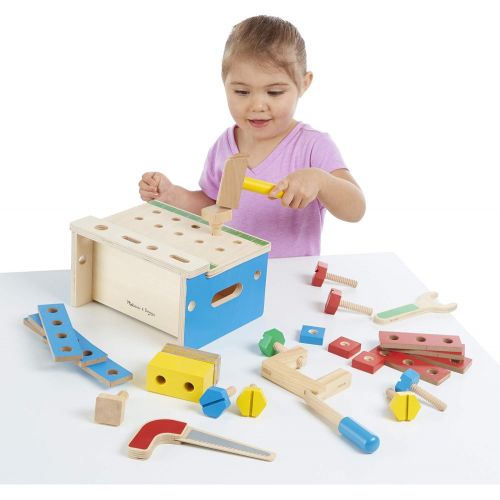 Melissa & Doug Hammer and Saw Tool Bench - Wooden Building Set (32 pcs)