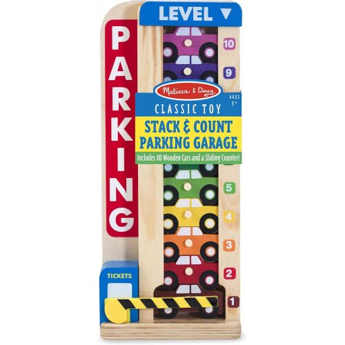 Melissa & Doug Stack & Count Wooden Parking Garage with 10 Cars