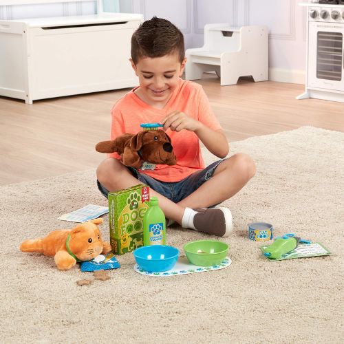  Melissa & Doug Feeding & Grooming Pet Care Play Set with 2 Plush Animals (24 pieces)