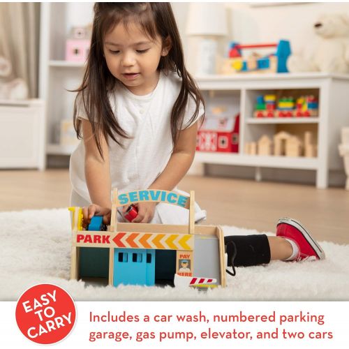  Melissa & Doug Service Station Parking Garage, 6 Pieces (E-Commerce Packaging, Great Gift for Girls and Boys - Best for 3, 4, 5, and 6 Year Olds)