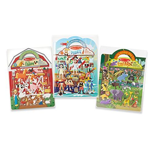  Melissa & Doug Puffy Sticker Play Sets - Safari, Pirate, On the Farm