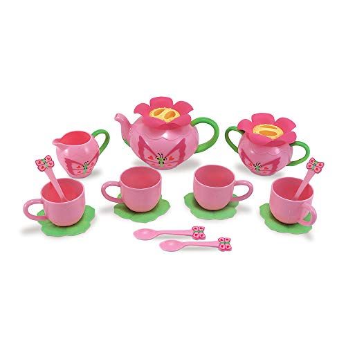  Melissa & Doug Bella Butterfly Pretend Play Tea Set (Food-Safe Material, Frustration-Free Packaging, Great Gift for Girls and Boys - Best for 3, 4, and 5 Year Olds)