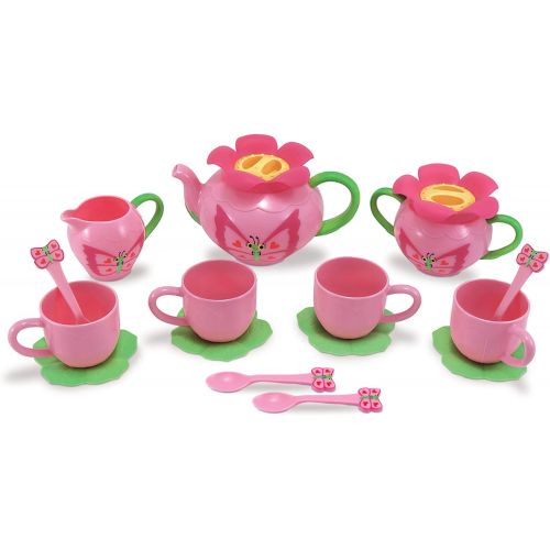  Melissa & Doug Bella Butterfly Pretend Play Tea Set (Food-Safe Material, Frustration-Free Packaging, Great Gift for Girls and Boys - Best for 3, 4, and 5 Year Olds)