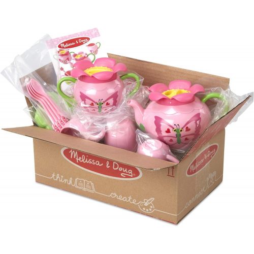  Melissa & Doug Bella Butterfly Pretend Play Tea Set (Food-Safe Material, Frustration-Free Packaging, Great Gift for Girls and Boys - Best for 3, 4, and 5 Year Olds)