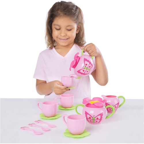  Melissa & Doug Bella Butterfly Pretend Play Tea Set (Food-Safe Material, Frustration-Free Packaging, Great Gift for Girls and Boys - Best for 3, 4, and 5 Year Olds)