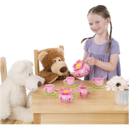  Melissa & Doug Bella Butterfly Pretend Play Tea Set (Food-Safe Material, Frustration-Free Packaging, Great Gift for Girls and Boys - Best for 3, 4, and 5 Year Olds)