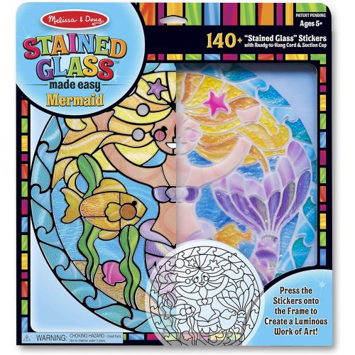  Melissa & Doug Stained Glass Made Easy Activity Kit, Arts and Crafts, Develops Problem Solving Skills, Mermaids, 140+ Stickers, Great Gift for Girls and Boys - Best for 5, 6, 7 Yea