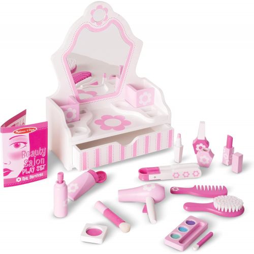  Melissa & Doug Wooden Beauty Salon Play Set - The Original (Vanity & Accessories, 18 Pieces, 15.5 H x 12 W x 6 L, Great Gift for Girls and Boys - Kids Toy Best for 3, 4, 5 Year Old