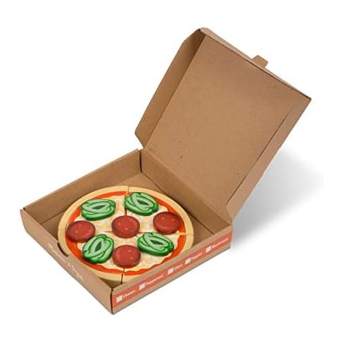  Melissa & Doug Top and Bake Wooden Pizza Counter Play Food Set (Pretend Play, Helps Support Cognitive Development, 34 Pieces, 7.75 H x 9.25 W x 13.25 L)