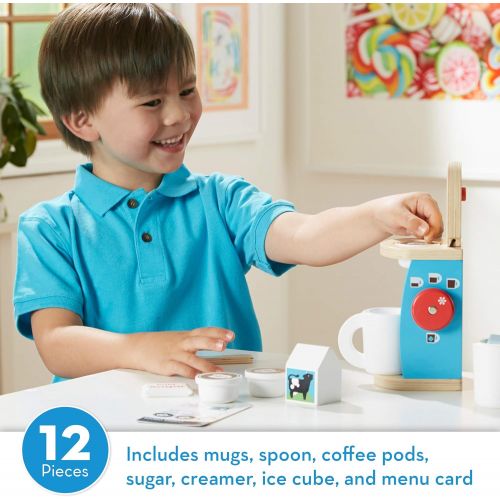  Melissa & Doug Brew & Serve Wooden Coffee Maker Set (12 Pieces, Frustration-Free Packaging, Great Gift for Girls and Boys - Best for 3, 4, 5, and 6 Year Olds)