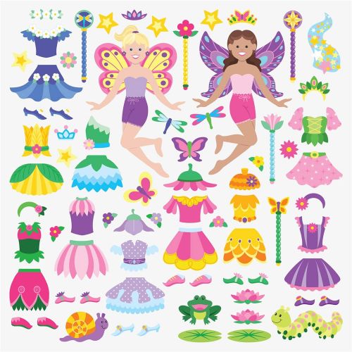  Melissa & Doug Puffy Sticker Set Bundle - Fairy, Dress-Up and Mermaid