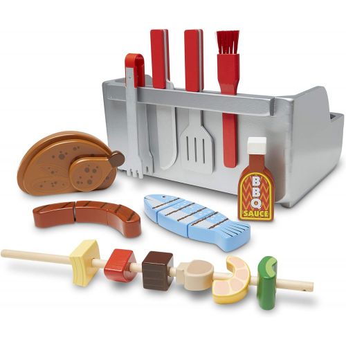  Melissa & Doug Wooden Rotisserie & Grill Barbecue Play Set (24 Pieces, Pretend Play Food Toy, Great Gift for Girls and Boys - Best for 3, 4, 5, and 6 Year Olds)