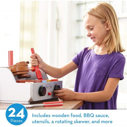  Melissa & Doug Wooden Rotisserie & Grill Barbecue Play Set (24 Pieces, Pretend Play Food Toy, Great Gift for Girls and Boys - Best for 3, 4, 5, and 6 Year Olds)