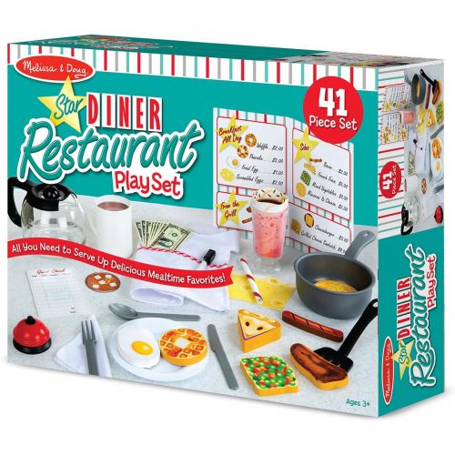  Melissa & Doug Star Diner Restaurant Play Set (Toy Diner Set, 41 Pieces, Great Gift for Girls and Boys - Best for 3, 4, 5 Year Olds and Up)