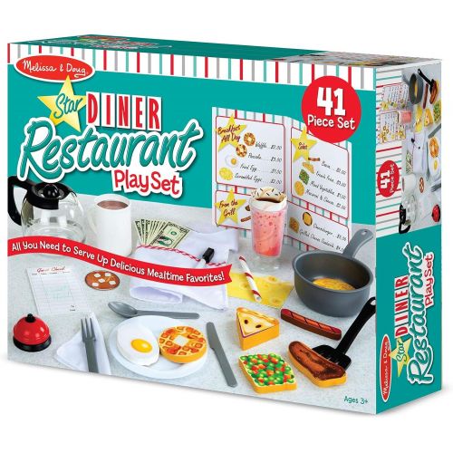  Melissa & Doug Star Diner Restaurant Play Set (Toy Diner Set, 41 Pieces, Great Gift for Girls and Boys - Best for 3, 4, 5 Year Olds and Up)