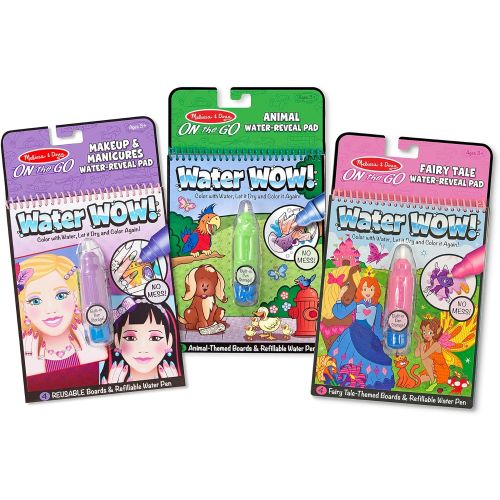  Melissa & Doug On The Go Water Wow Bundle - Makeup & Manicures, Fairy Tale and Animals